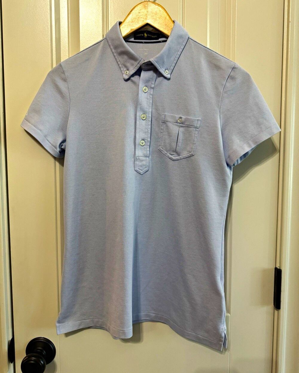 Ralph Lauren Men’s XS Tailored Fit Knit Popover Polo Shirt Button Down Blue RPL